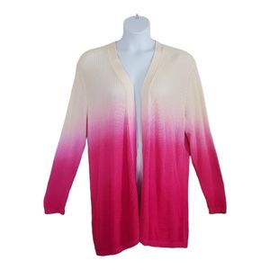 Lane Bryant Open Front Cardigan Sweater Size 2X Duster Pink Cream Ombre